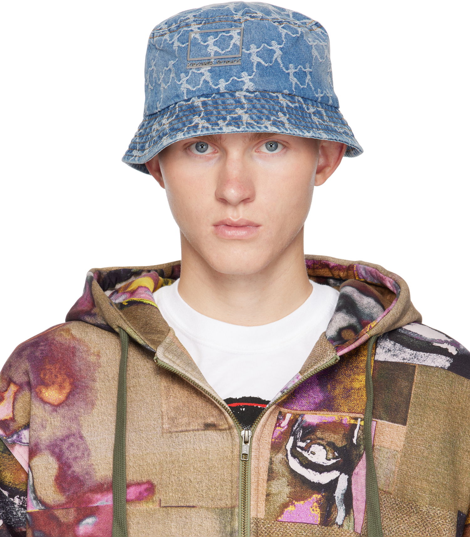 Klobúk KidSuper Dancing Ladies Jacquard Denim Bucket Hat Modrá | AW24-HDW-16, 0