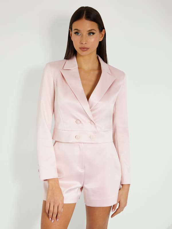 Bunda GUESS Double Breasted Cropped Blazer Béžová | W4GN38WFJ02, 0