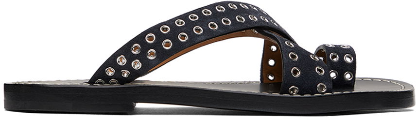 Doplnky ISABEL MARANT Isabel Marant Jinsay Eyelet Suede Thong Sandals Čierna | 23PSD0011FA-A1B14S, 0