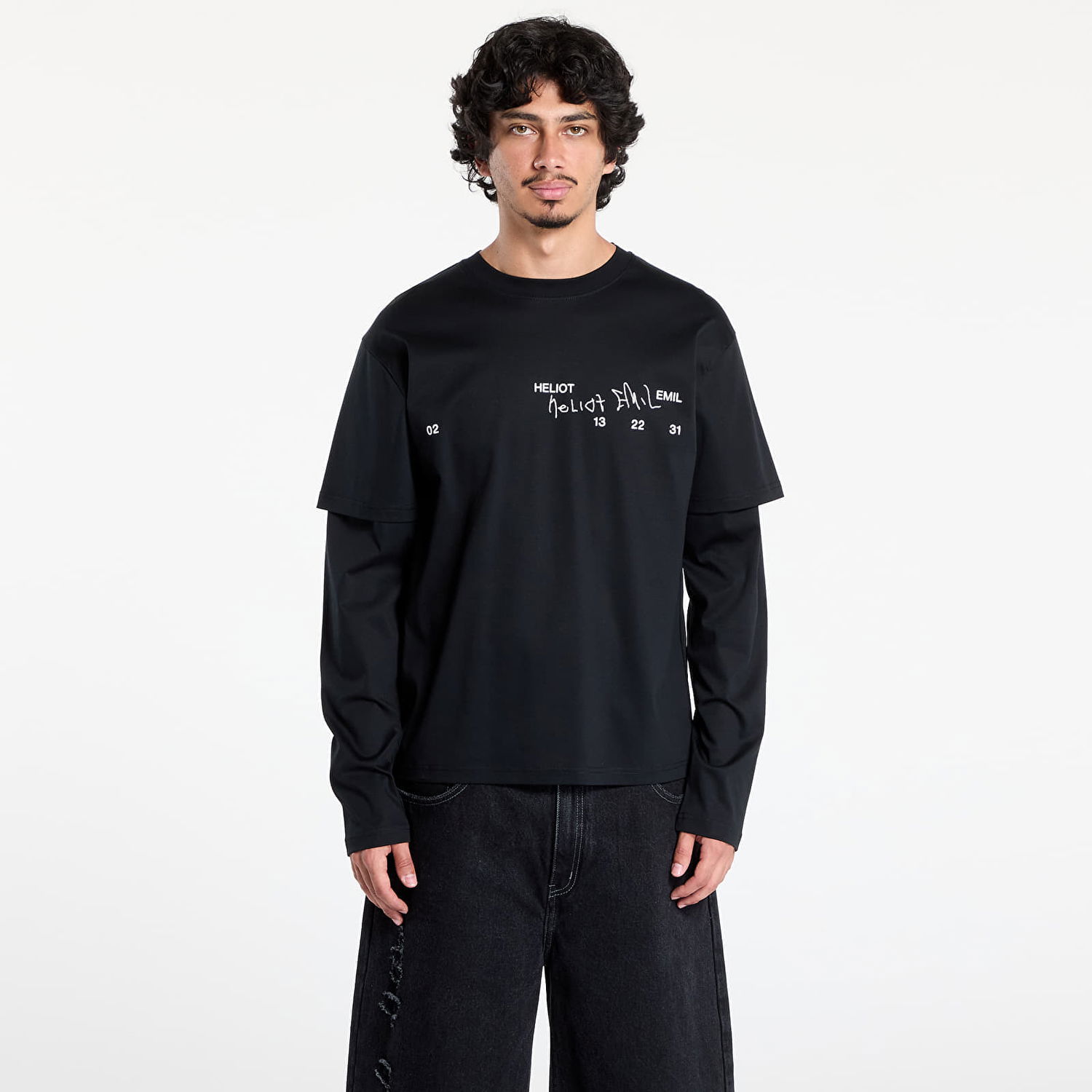 Tričko HELIOT EMIL HELIOT EMIL Fulgens Layered Longsleeve T-Shirt Čierna | PREAW25_M_09_146_BLK01, 0