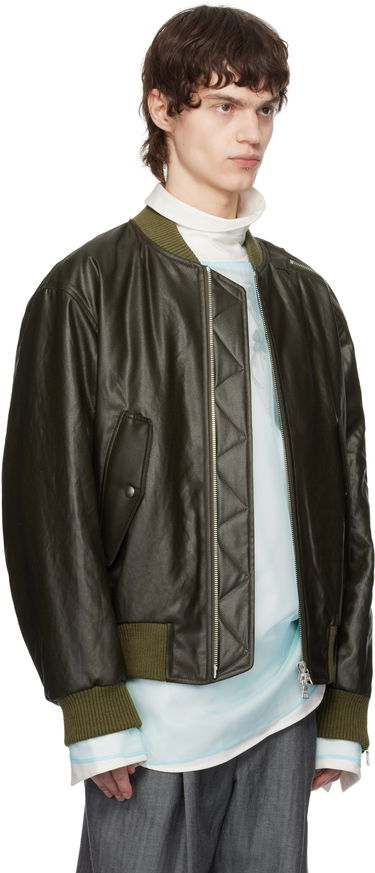 Bomber bunda Dries Van Noten Dries Van Noten Faux-Leather Bomber Jacket Hnedá | 251-020515-1502, 4