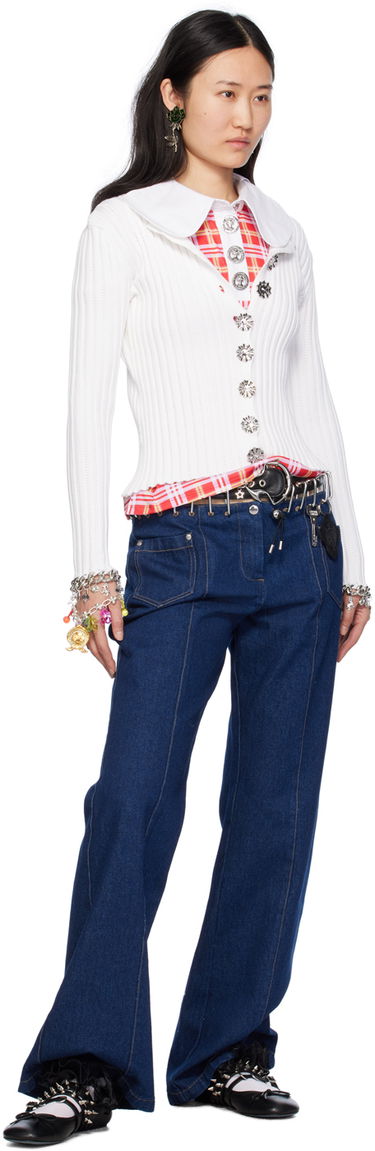 Sveter Chopova Lowena Chopova Lowena Daffy Ribbed Knit Cardigan Biela | 5151, 3