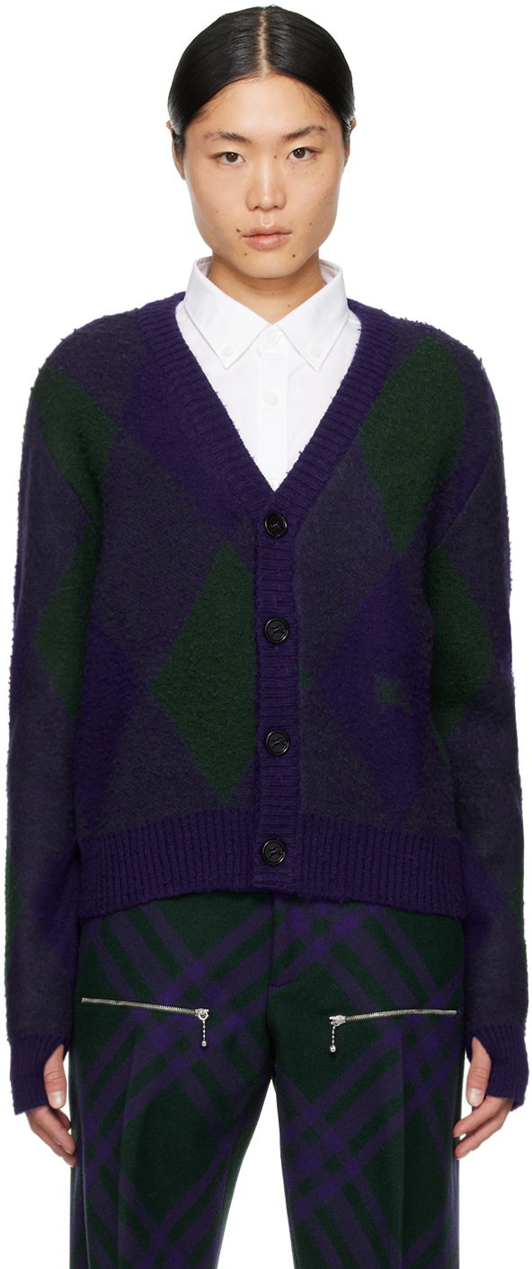 Sveter Burberry Argyle Cardigan Navy | 8077830, 0