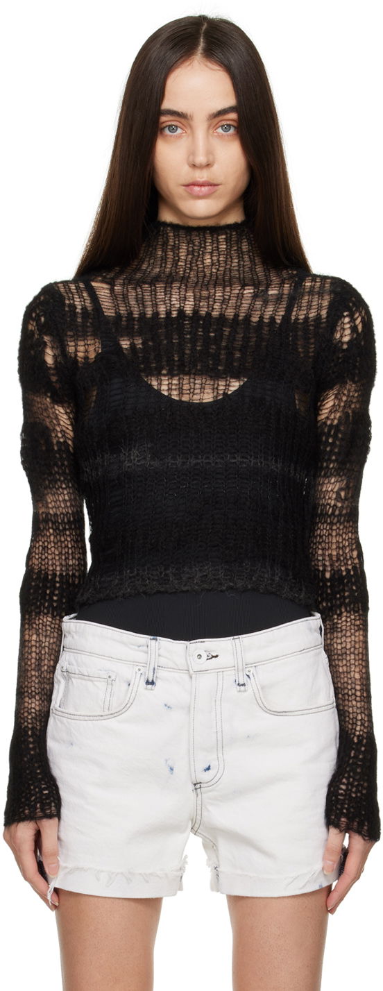 Sveter rag & bone Lillian Open-Knit Sweater Čierna | WAS22FS048FW48, 0