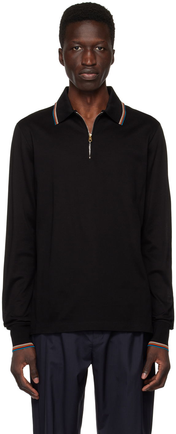 Polo tričko Paul Smith Paul Smith Long Sleeve Zip Polo Čierna | M1R-031Y-K00089-79, 0