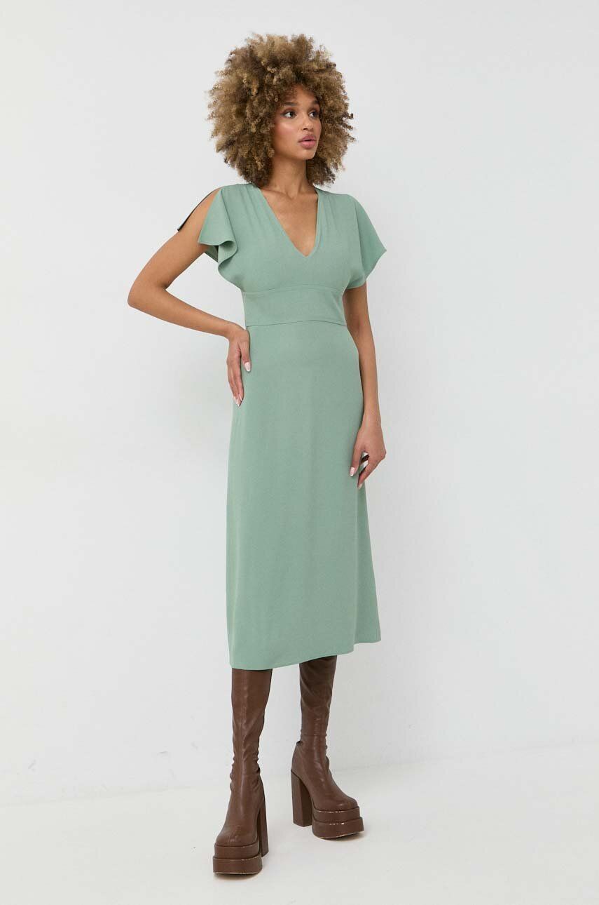 Šaty BOSS Slim-Fit Long-Length Dress with V Neckline Zelené | 50488660, 0
