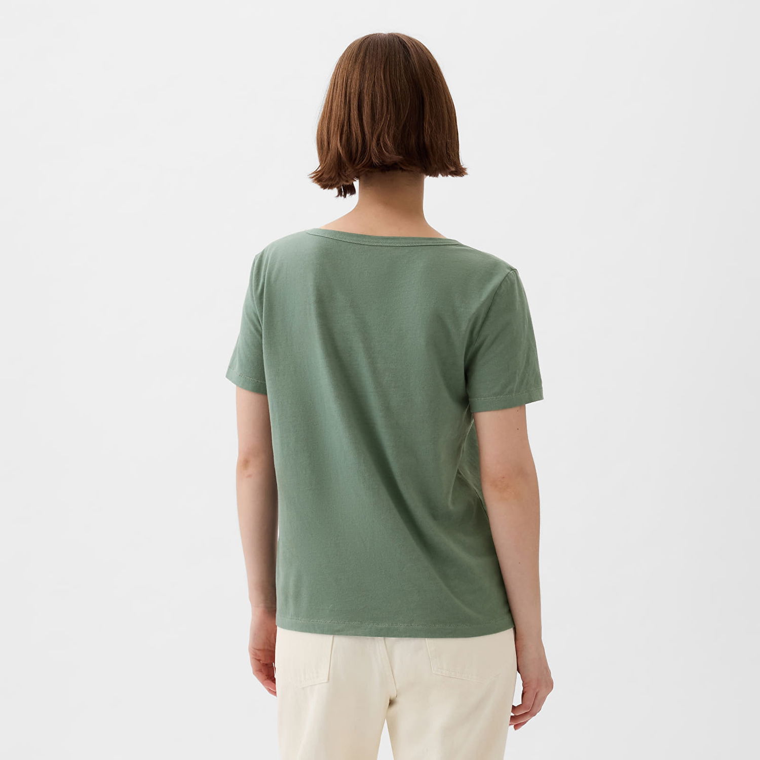 Tričko GAP V-Neck Tee Laurel Wreath Green Zelené | 740140-65, 1