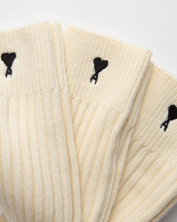 Ponožky AMI AMI De Coeur Ribbed Socks 3-Pack Biela | USC611.AK0007-150, 1