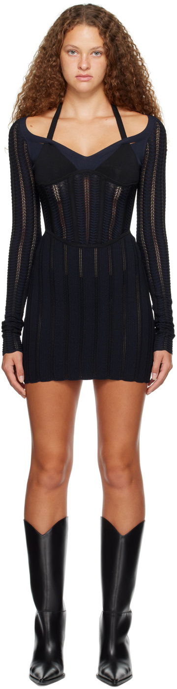 Šaty Dion Lee Snakeskin Column Minidress Čierna | A7733P23, 0