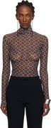 Dries Van Noten Transparent Mesh Long-Sleeve Turtleneck with Geometric Print