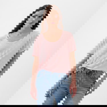 Tričko GAP Shortsleeve Linen Blend Scoop Tee Light Peony Ružová | 878230-01, 0