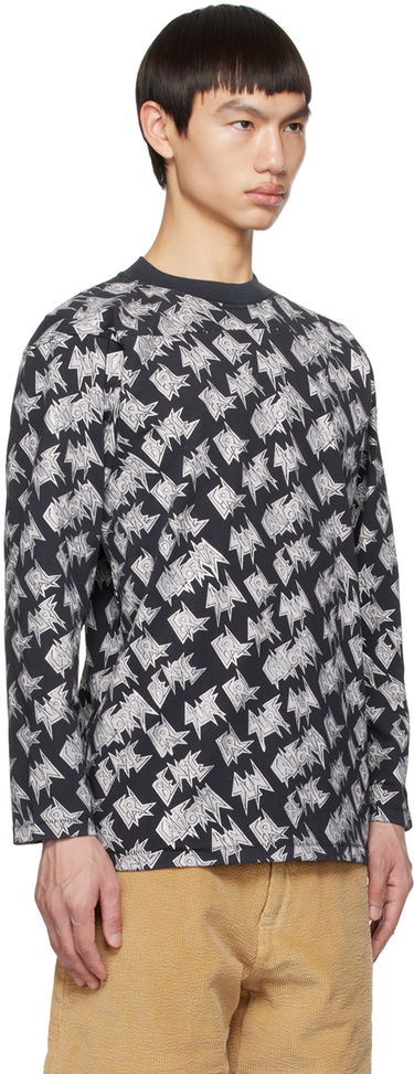 Tričko ERL Printed Black Long Sleeve T-Shirt Čierna | ERL06T014, 1