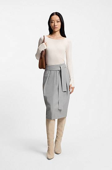 Dres BOSS Double-layered jersey top in sheer jersey Biela | 50553548, 1