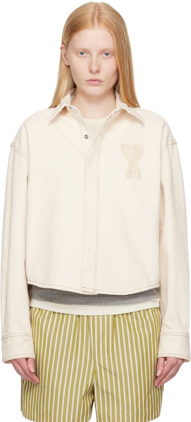 Košeľa AMI AMI Paris Ami de Coeur Cropped Denim Shirt Biela | FSH168.DE0039, 0