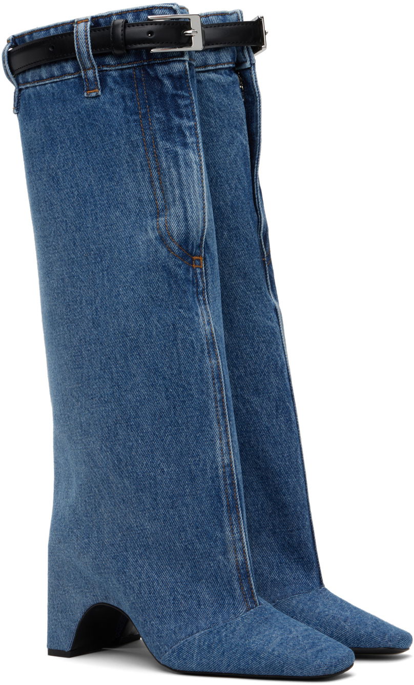 Open Knee Denim Boots