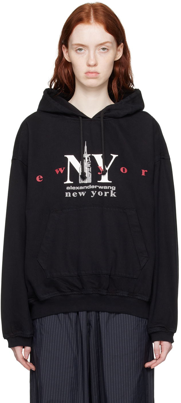 Mikina Alexander Wang Printed Denim Hoodie Čierna | UDC4231611, 0