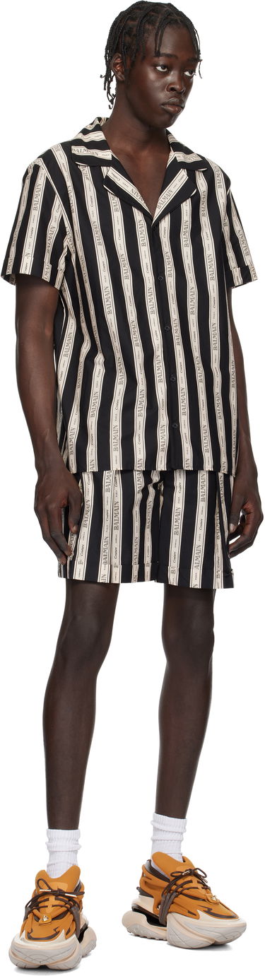 Šortky Balmain Black & Beige Ribbon Shorts Čierna | EH1PA126CF80, 3