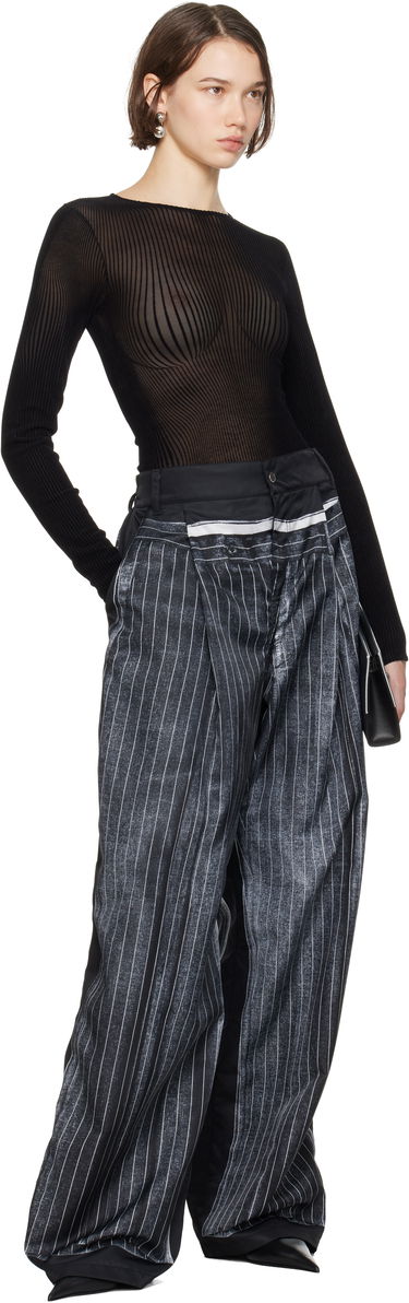 Body Jean Paul Gaultier Jean Paul Gaultier 'The Morphing Pinstripes' Sheer Bodysuit Čierna | 24/31-F-BD055-T570-0000, 4