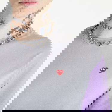 Tričko Comme des Garçons PLAY Heart Logo Long Sleeve Tee Šedá | AZT316 gray, 1