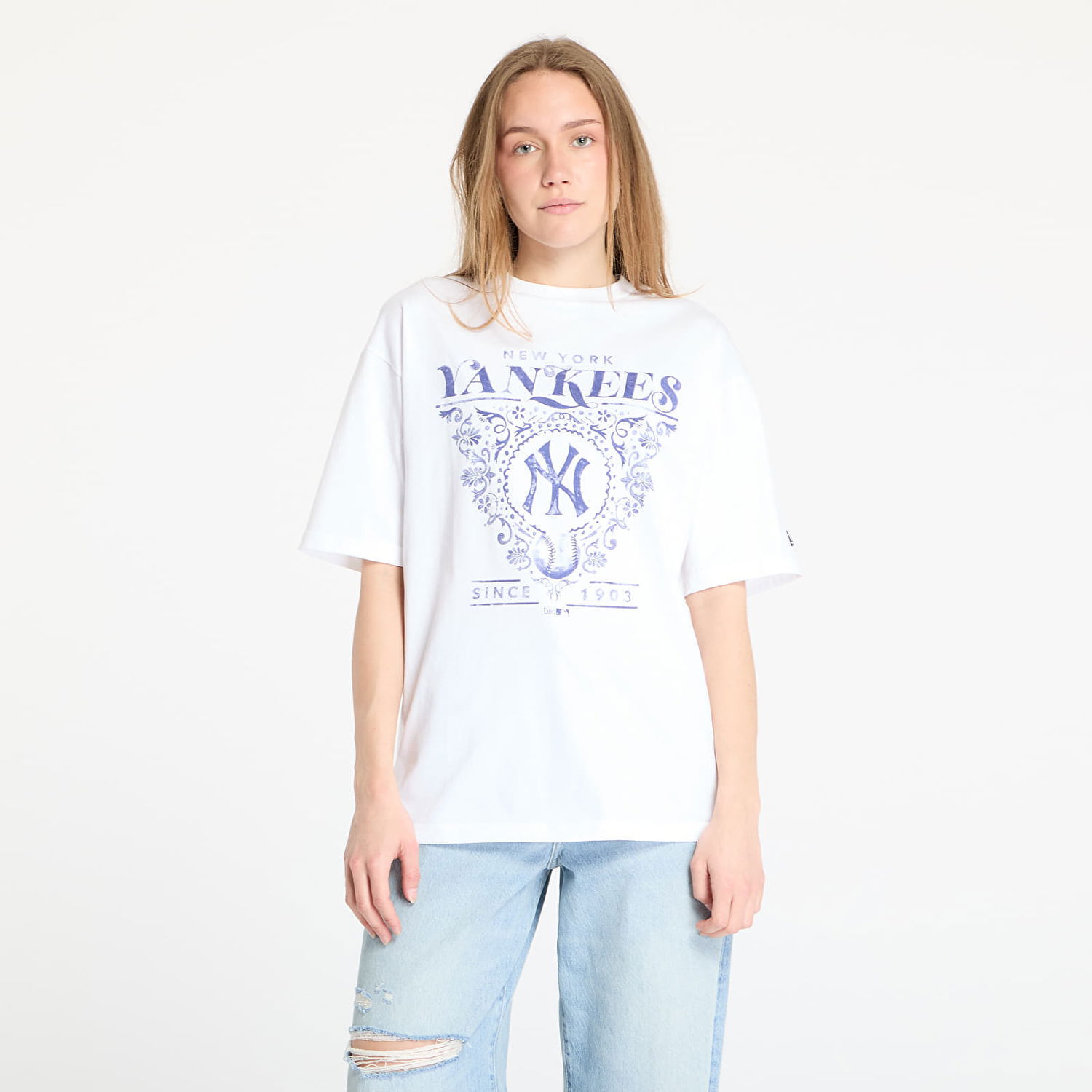 Tričko New Era New York Yankees Floral Graphic Oversized T-Shirt Biela | 60667845, 1