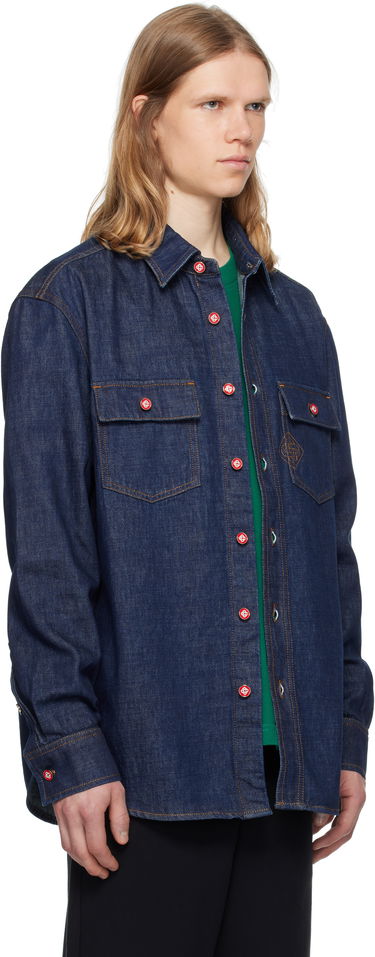 Košeľa Casablanca Casablanca Logo Embroidery Denim Shirt Modrá | MPF25-SH-189-01, 1