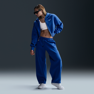 Mikina Nike Sportswear Phoenix Fleece Cropped Full-Zip Hoodie Modrá | HJ0940-480, 3