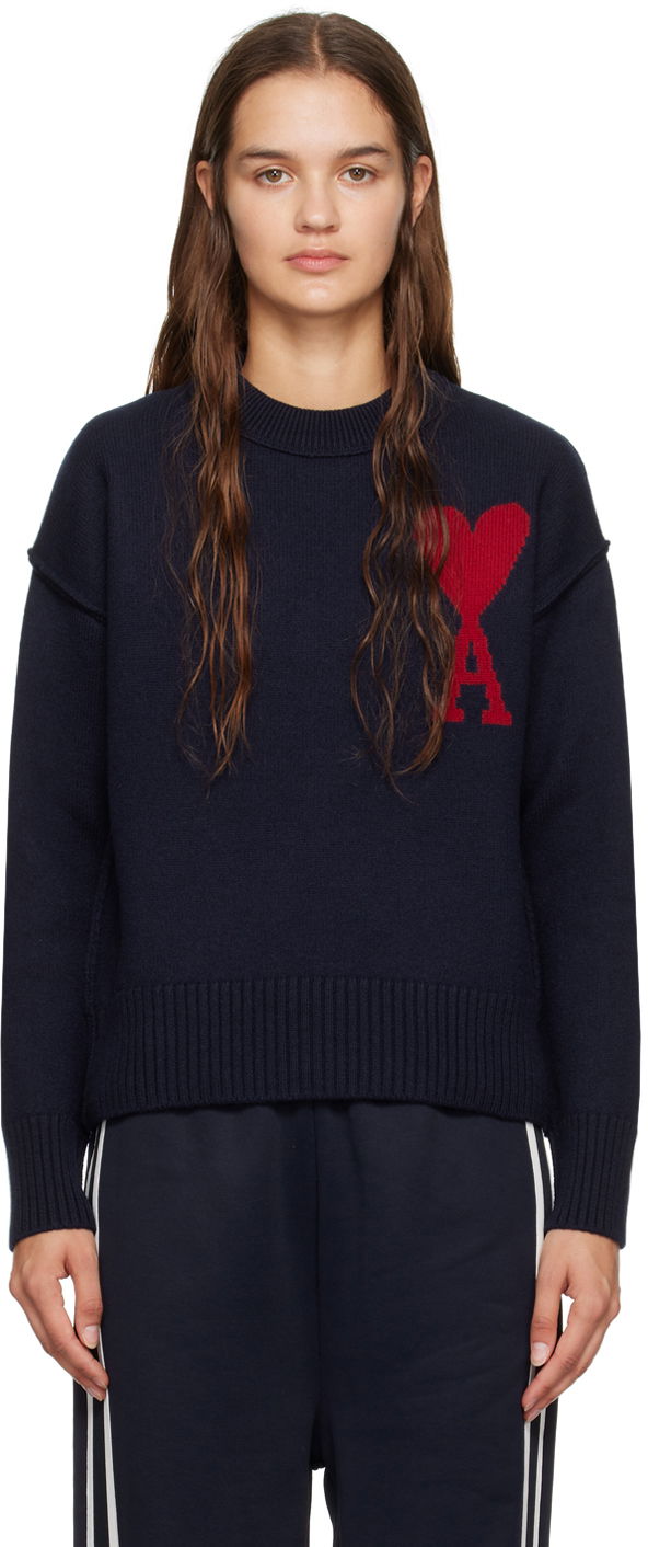 Sveter AMI Sweater Navy | UKS006.018, 0