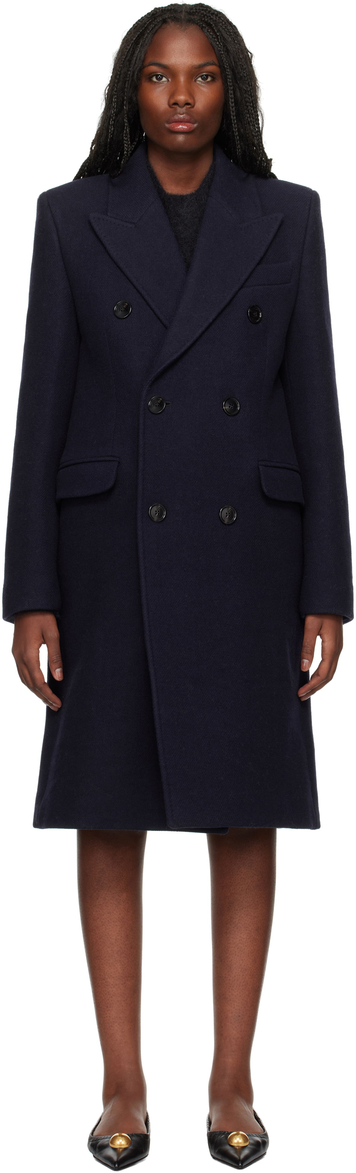 Kabáty AMI Double Breasted Coat Čierna | FCO110.WV0049, 0