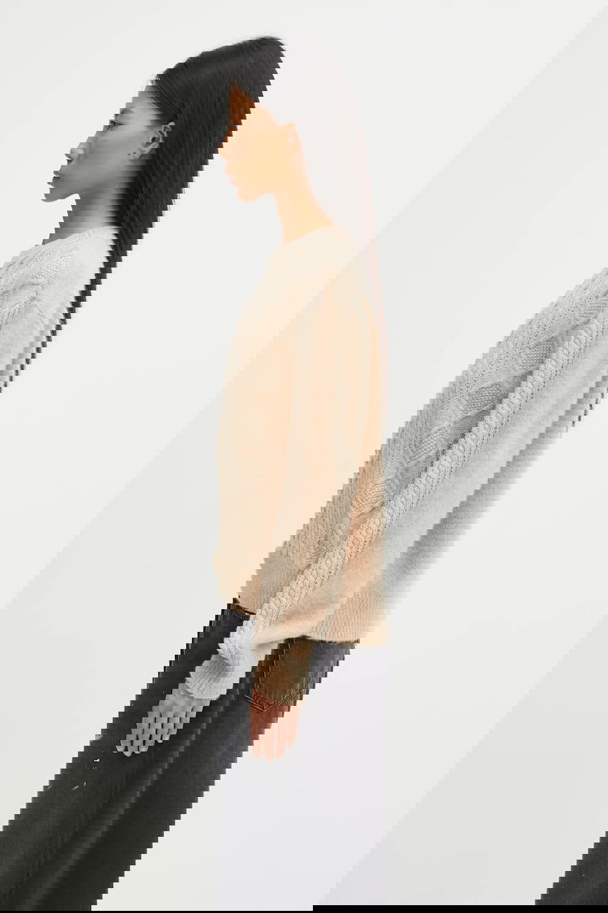 Sveter MAISON KITSUNÉ Alpaca Cable Knit Sweater Béžová | PW00804KT1153, 1