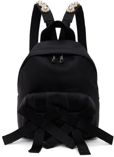 Batoh Simone Rocha Simone Rocha Beaded Utility Bow Backpack Čierna | BAG179TB 0761, 0