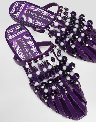 Doplnky Dolce & Gabbana Dolce & Gabbana Patent Leather Sandals with Stones Fialová | CQ0661AE5028H438, 3