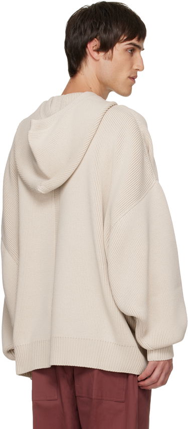 Mikina Rick Owens Ribbed Knit Oversized Concordians Hun Hoodie Béžová | RR02E1698 KWVH, 2