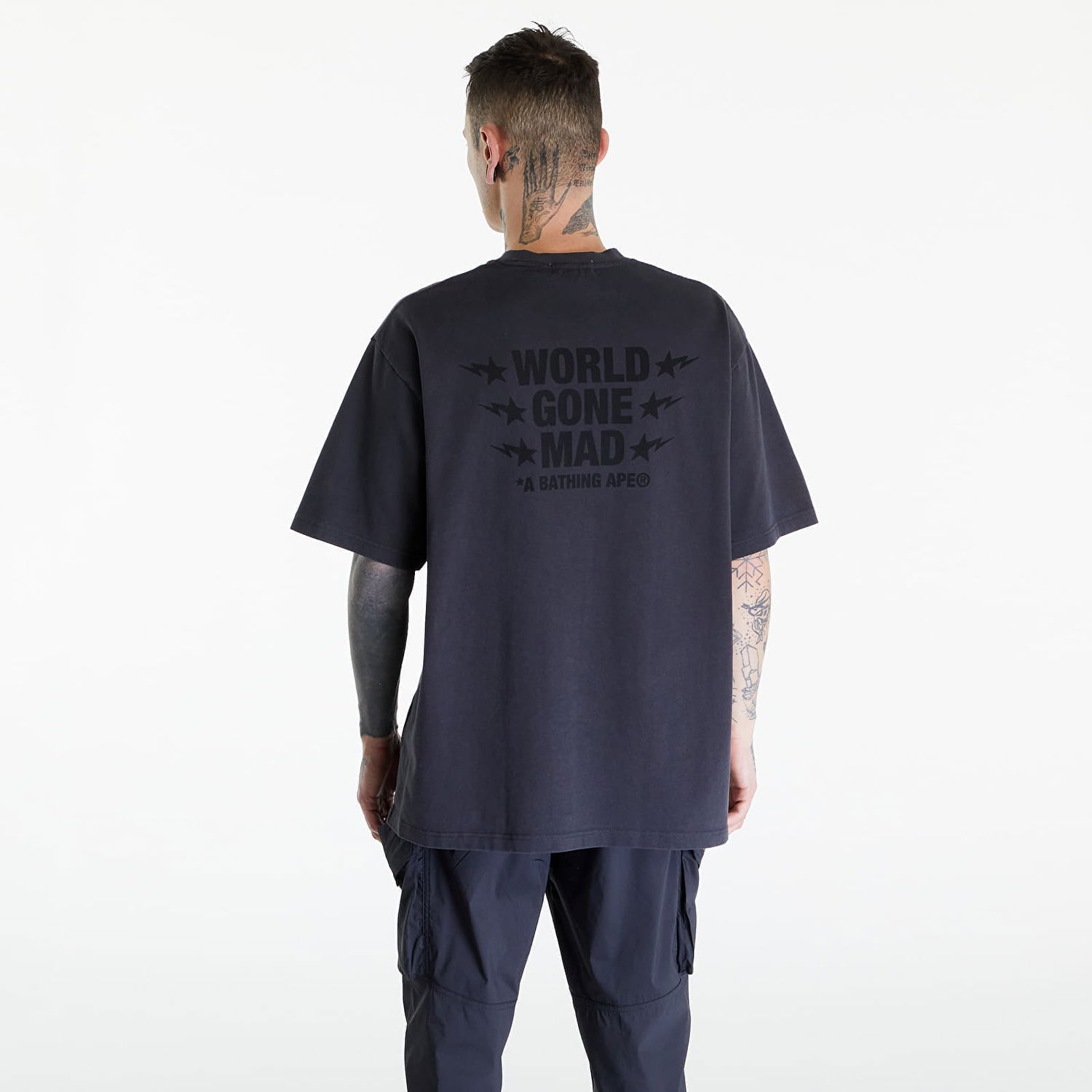 Tričko BAPE A BATHING APE World Gone Mad Garment Dyed Tee Black Čierna | 001CSK301318M BLK, 1