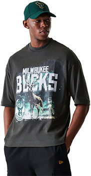 Tričko New Era NBA Washed Graphic Milwaukee Bucks T-Shirt Šedá | 60684353-20, 0