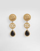 Dolce & Gabbana Like A Virgin Logo Clip Earrings with Black Stone