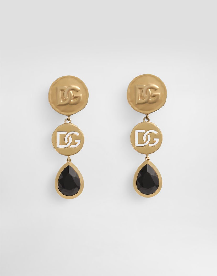 Náušnice Dolce & Gabbana Dolce & Gabbana Like A Virgin Logo Clip Earrings with Black Stone Metalická | WER6V3W1111ZOO00