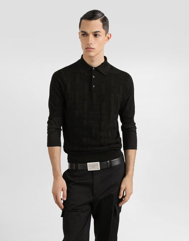 Polo tričko Dolce & Gabbana Silk Polo Shirt With Jacquard Logo Čierna | GXZ02TJBSK5N0000, 3
