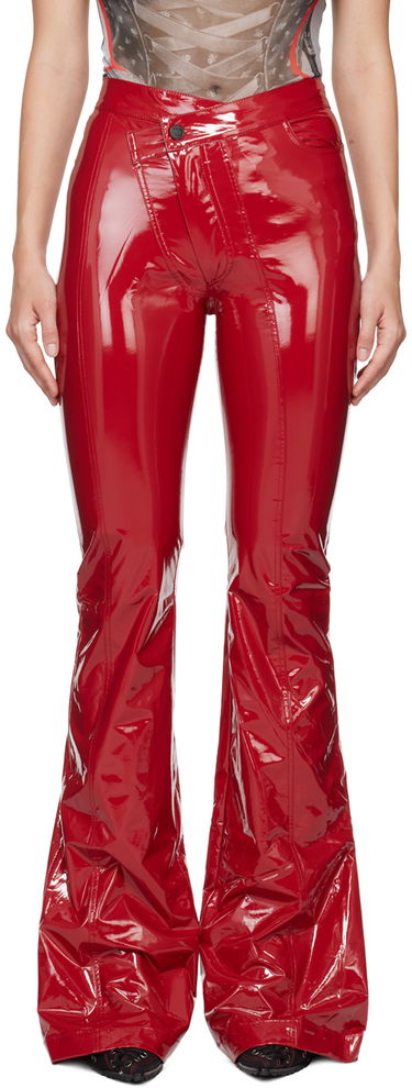 Nohavice Ottolinger Ottolinger Simple Line Faux-Leather Flare Pants Červená | 1110107221, 0