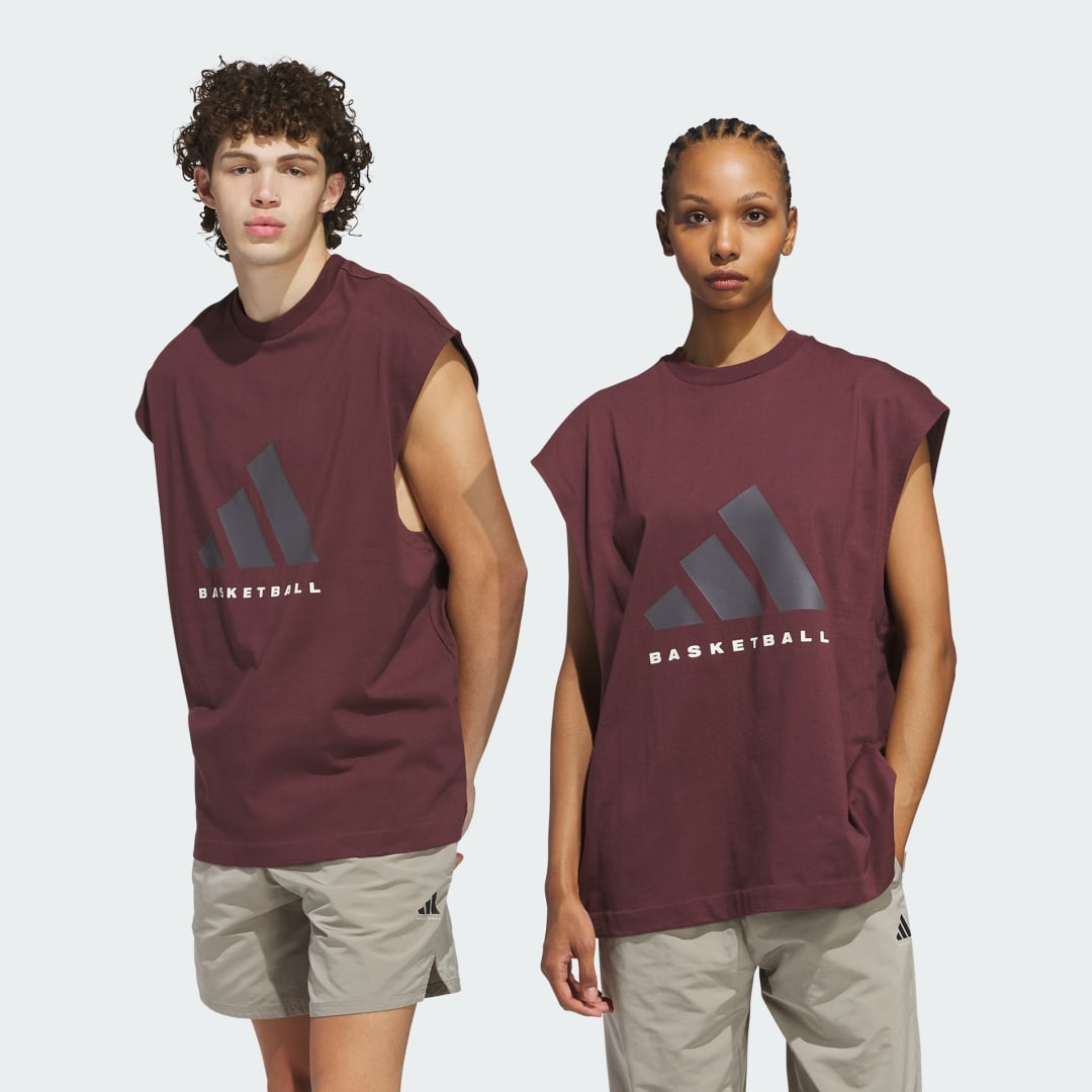 Tielko adidas Performance Basketball Sleeveless T-Shirt Vínová | JD6133, 0