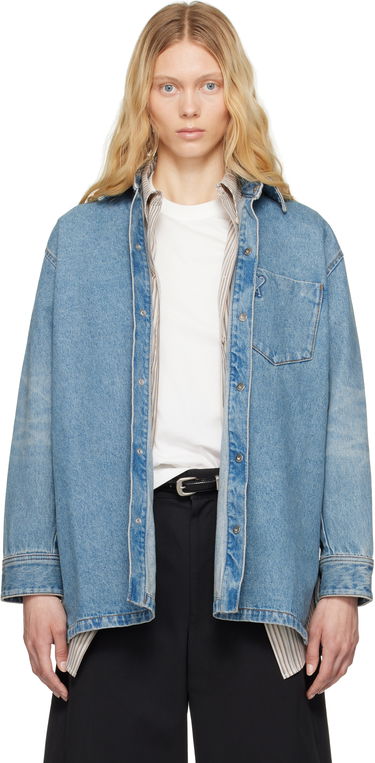 Košeľa AMI AMI Paris Ami de Coeur Denim Overshirt Modrá | FJK273.DE0046, 0