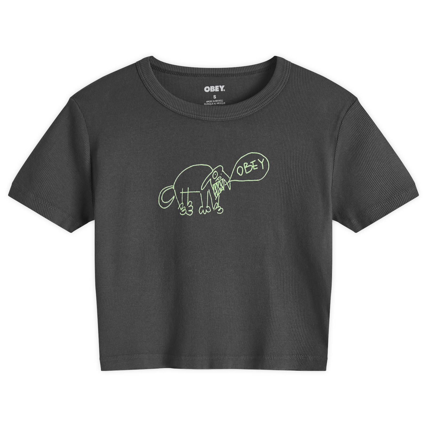 Crop Top OBEY Angry Dog Graphic Crop T-Shirt Šedá | 263742588, 1