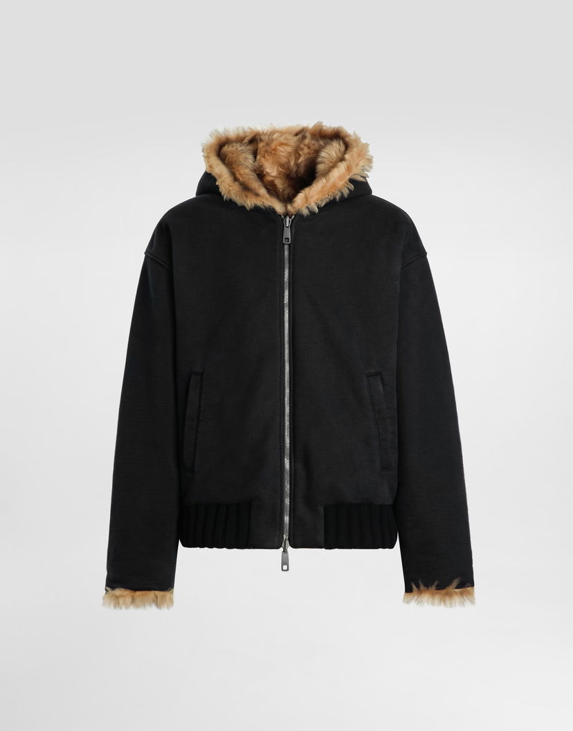Mikina Dolce & Gabbana Dolce & Gabbana Reversible Fur-Lined Hooded Sweatshirt Čierna | G9BTXZG7PLJN0000