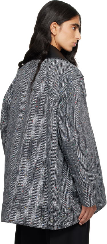 Bunda Givenchy Speckled Herringbone Leather-Collar Utility Jacket Rôznofarebný | BW00TE168S004, 2