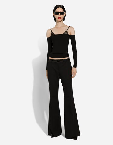 Sveter Dolce & Gabbana Off-the-shoulder Long-Sleeve Viscose Sweater Čierna | FXH48TJAII2N0000, 1