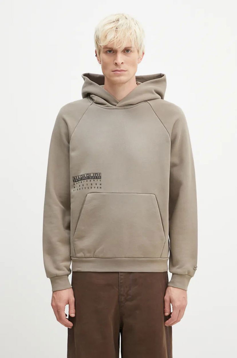 Mikina Napapijri Sweatshirt With Print And Hood Zelené | NP0A4I6MN1K1