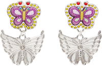 Stacked Rhinestone and Sculpted Butterfly Drop Earrings