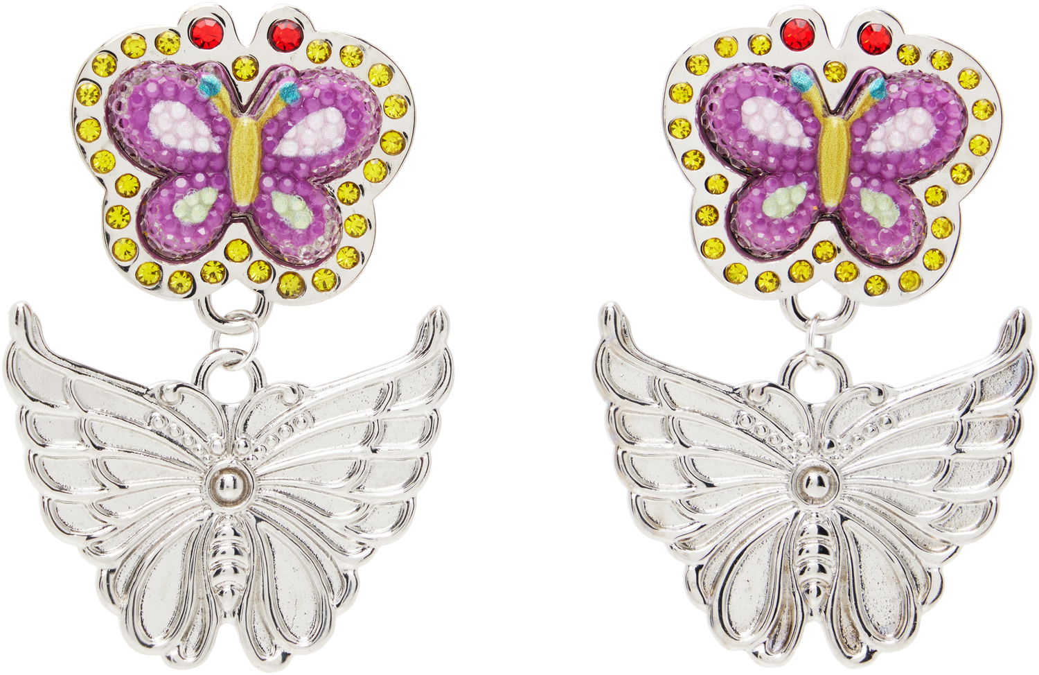Náušnice Chopova Lowena Stacked Rhinestone and Sculpted Butterfly Drop Earrings Rôznofarebný | 6631, 0