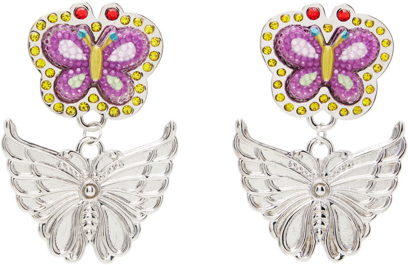 Náušnice Chopova Lowena Stacked Rhinestone and Sculpted Butterfly Drop Earrings Rôznofarebný | 6631