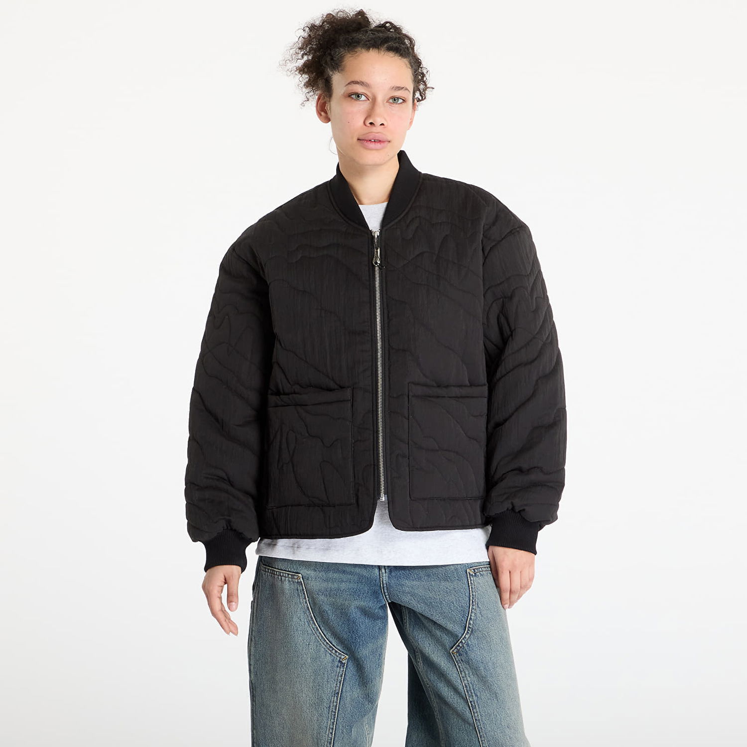 Bomber bunda Footshop Silver Lining Quilted Jacket Čierna | FTSHP_465, 1
