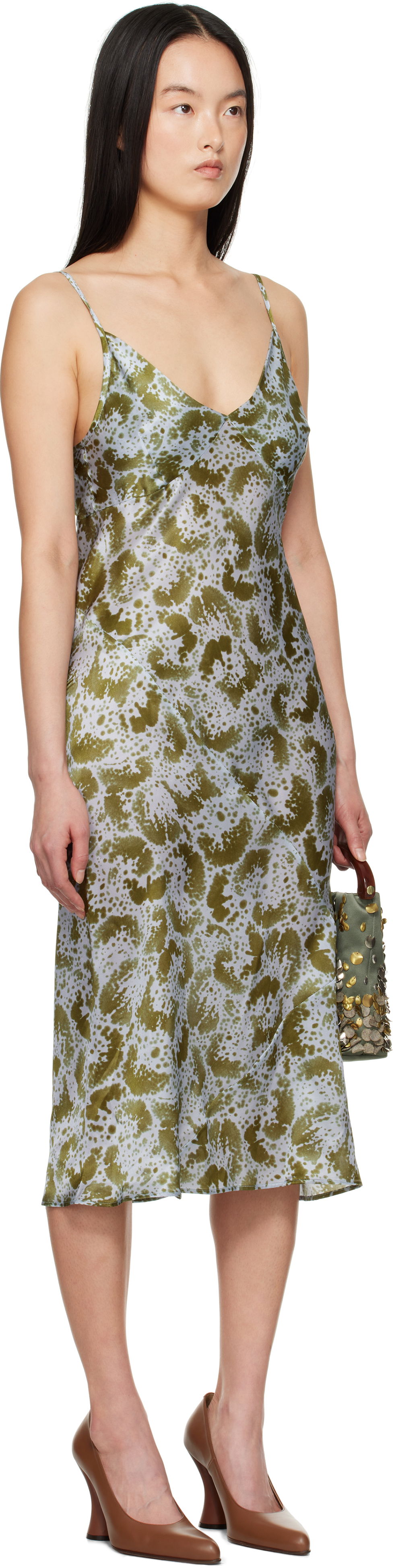 Šaty Dries Van Noten Dries Van Noten Silk Slip Midi Dress Zelené | 251-011000-1163, 1